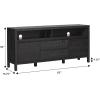 Walker Edison Nash Modern Farmhouse Rustic Solid Oak Wood Sideboard with Storage, 65 inch, Black(Black)