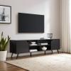 Walker Edison Nora Modern Minimal Open-Shelf TV Stand for TVs up to 90 Inches, 80 Inch, Black(Black)