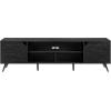 Walker Edison Nora Modern Minimal Open-Shelf TV Stand for TVs up to 90 Inches, 80 Inch, Black(Black)