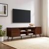 Walker Edison Nora Modern Minimal Open-Shelf TV Stand for TVs up to 90 Inches, 80 Inch, Black(Dark Walnut)
