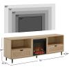 Walker Edison Payton Coastal Rattan-Drawer Fireplace TV Stand for TVs up to 75 Inches 70 Inch Coastal Oak(Coastal Oak)