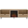 Walker Edison Payton Coastal Rattan-Drawer Fireplace TV Stand for TVs up to 75 Inches 70 Inch Coastal Oak(Coastal Oak)