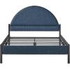 Walker Edison Queen Modern Curved Upholstered-Headboard Bed, Queen Size, Grey(Blue)