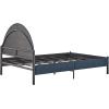 Walker Edison Queen Modern Curved Upholstered-Headboard Bed, Queen Size, Grey(Blue)