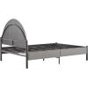 Walker Edison Queen Modern Curved Upholstered-Headboard Bed, Queen Size, Grey(Grey)