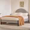 Walker Edison Queen Modern Curved Upholstered-Headboard Bed, Queen Size, Grey(Grey)