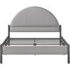 Walker Edison Queen Modern Curved Upholstered-Headboard Bed, Queen Size, Grey(Grey)