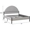 Walker Edison Queen Modern Curved Upholstered-Headboard Bed, Queen Size, Grey(Grey)