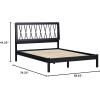 Walker Edison Queen Transitional Geometric X Pattern Headboard Solid Wood Bed, Queen Size, Caramel(Black)