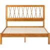 Walker Edison Queen Transitional Geometric X Pattern Headboard Solid Wood Bed, Queen Size, Caramel(Caramel)