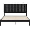 Walker Edison Queen Transitional Vertical Slatted Headboard Solid Wood Bed, Queen Size, Brown(Black)
