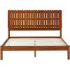 Walker Edison Queen Transitional Vertical Slatted Headboard Solid Wood Bed, Queen Size, Brown(Brown)