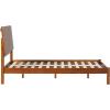 Walker Edison Queen Transitional Vertical Slatted Headboard Solid Wood Bed, Queen Size, Brown(Brown)