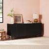 Walker Edison Reema Fluted 4-Door Kitchen Sideboard Buffet Console, 69 Inch, Coastal Oak(Black)