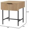 Walker Edison Reema Fluted Drawer Side Table, 18 Inch, Coastal Oak(Coastal Oak)