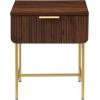 Walker Edison Reema Fluted Drawer Side Table, 18 Inch, Coastal Oak(Dark Walnut)