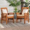 Walker Edison Rendezvous Modern 2 Piece Solid Acacia Wood Slat Back Outdoor Dining Chairs, Set of 2, Dark Brown(Brown)