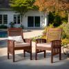 Walker Edison Rendezvous Modern 2 Piece Solid Acacia Wood Slat Back Outdoor Dining Chairs, Set of 2, Dark Brown(Dark Brown)
