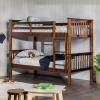 Walker Edison Resende Mission Style Solid Wood Twin over Twin Bunk Bed, Twin over Twin, Walnut(Walnut)