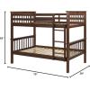 Walker Edison Resende Mission Style Solid Wood Twin over Twin Bunk Bed, Twin over Twin, Walnut(Walnut)
