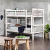 Walker Edison Resende Mission Style Solid Wood Twin over Twin Bunk Bed, Twin over Twin, Walnut(White)
