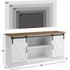 Walker Edison Richmond Modern Farmhouse Sliding Barn Door Stand for TVs up to 65 Inches, Without Fireplace, Rustic Oak(White and Rustic Oak)