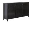 Walker Edison Sasha 4-Door Reeded Sideboard Buffet with Cord Management, 70 Inch, Coastal Oak(Black)