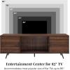 Walker Edison Saxon Mid Century Modern 2 Door Glass Shelf TV Stand for TVs up to 80 Inches, 70 Inch, Dark Walnut(Dark Walnut)
