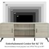 Walker Edison Saxon Mid Century Modern Glass Shelf TV Stand for TVs up to 65 Inches, 60 Inch, Walnut(Birch)