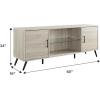 Walker Edison Saxon Mid Century Modern Glass Shelf TV Stand for TVs up to 65 Inches, 60 Inch, Walnut(Birch)