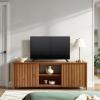 Walker Edison Scandinavian Reeded TV Stand with Storage for up to 70″ TV Coastal Oak(English Oak)