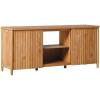 Walker Edison Scandinavian Reeded TV Stand with Storage for up to 70″ TV Coastal Oak(English Oak)