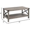 Walker Edison Sedalia Modern Farmhouse Metal X Coffee Table, 40 Inch, Stone Grey(Grey Wash)