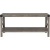 Walker Edison Sedalia Modern Farmhouse Metal X Coffee Table, 40 Inch, Stone Grey(Grey Wash)