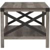 Walker Edison Sedalia Modern Farmhouse Metal X Coffee Table, 40 Inch, Stone Grey(Grey Wash)