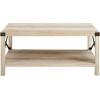 Walker Edison Sedalia Modern Farmhouse Metal X Coffee Table, 40 Inch, Stone Grey(White Oak)