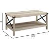 Walker Edison Sedalia Modern Farmhouse Metal X Coffee Table, 40 Inch, Stone Grey(White Oak)