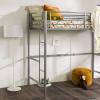 Walker Edison Silver Metal Twin over Loft Bunk Bed Twin Size Bedframe with Ladder(Silver)