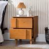 Walker Edison Sprague Contemporary Detailed Drawer Solid Wood Nightstand, 20 Inch, Caramel(Caramel)