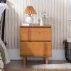 Walker Edison Sprague Contemporary Detailed Drawer Solid Wood Nightstand, 20 Inch, Caramel(Caramel)