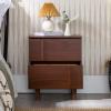 Walker Edison Sprague Contemporary Detailed Drawer Solid Wood Nightstand, 20 Inch, Caramel(Walnut)