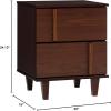 Walker Edison Sprague Contemporary Detailed Drawer Solid Wood Nightstand, 20 Inch, Caramel(Walnut)