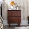 Walker Edison Sprague Contemporary Detailed Drawer Solid Wood Nightstand, 20 Inch, Caramel(Walnut)