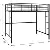 Walker Edison Timothee Urban Industrial Metal Double over Loft Bunk Bed, Full Loft, Black(Black)