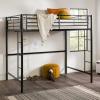 Walker Edison Timothee Urban Industrial Metal Double over Loft Bunk Bed, Full Loft, Black(Black)