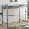 Walker Edison Timothee Urban Industrial Metal Double over Loft Bunk Bed, Full Loft, Black(Silver)