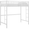 Walker Edison Timothee Urban Industrial Metal Twin over Loft Bunk Bed, Twin Size, White