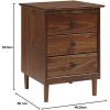 Walker Edison Traditional Wood 3 Drawer Nightstand Side Table Bedroom Storage Drawer and Shelf Bedside End Table, 18 Inch, White(Walnut)