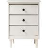 Walker Edison Traditional Wood 3 Drawer Nightstand Side Table Bedroom Storage Drawer and Shelf Bedside End Table, 18 Inch, White(White)