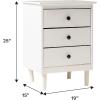 Walker Edison Traditional Wood 3 Drawer Nightstand Side Table Bedroom Storage Drawer and Shelf Bedside End Table, 18 Inch, White(White)